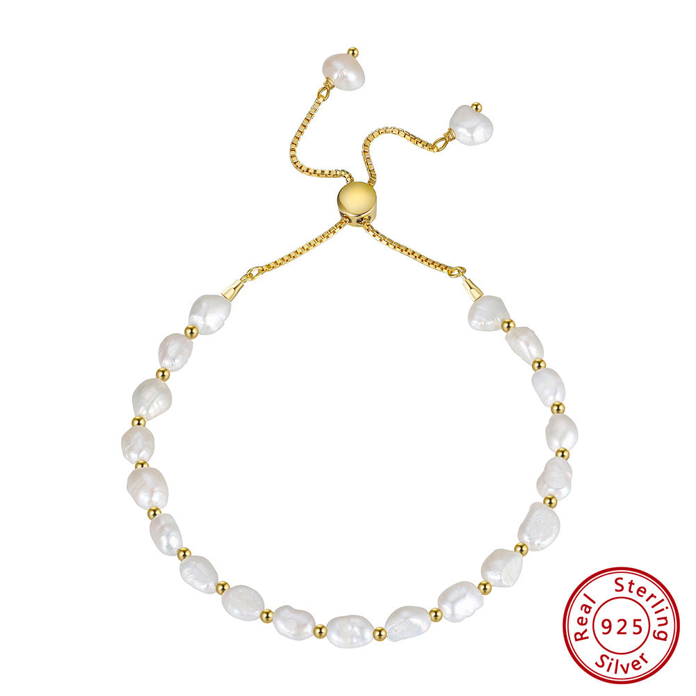 Natural Freshwater Pearl Bracelet Jewelry Gift for Women S925 Sterling Silver LUZGRAPHICJEWELRY