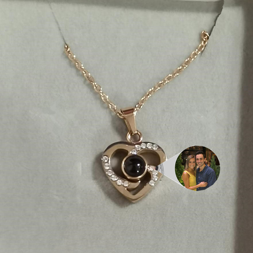 Photo Projection Necklace Heart Shaped Pendant S925 Silver LUZGRAPHICJEWELRY