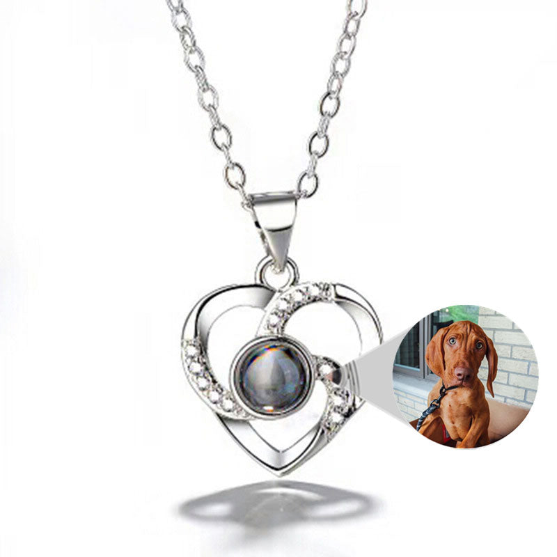 Photo Projection Necklace Heart Shaped Pendant S925 Silver LUZGRAPHICJEWELRY