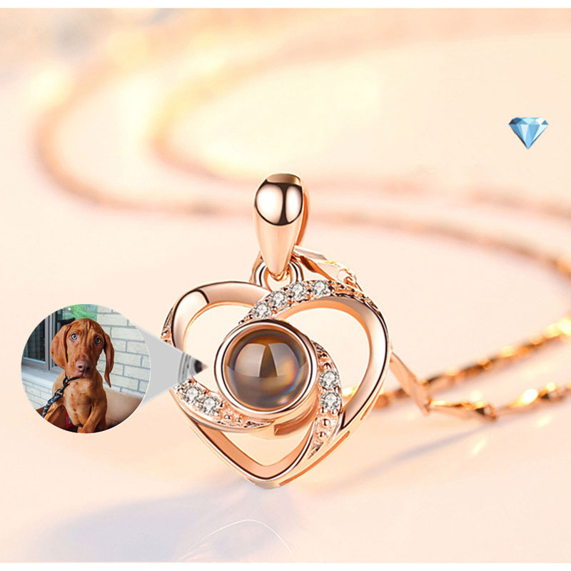 Photo Projection Necklace Heart Shaped Pendant S925 Silver LUZGRAPHICJEWELRY