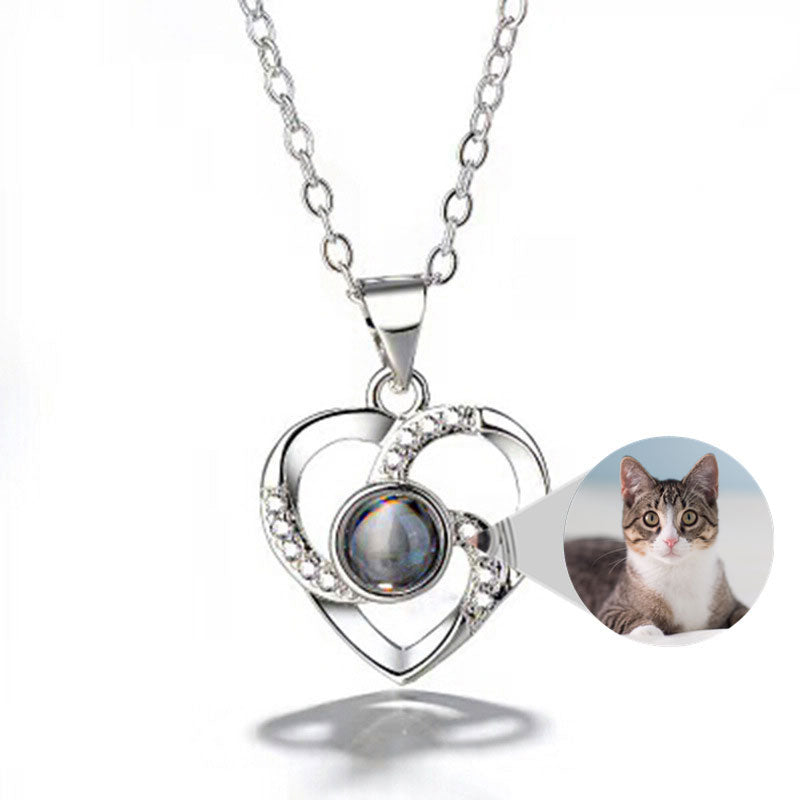 Photo Projection Necklace Heart Shaped Pendant S925 Silver LUZGRAPHICJEWELRY