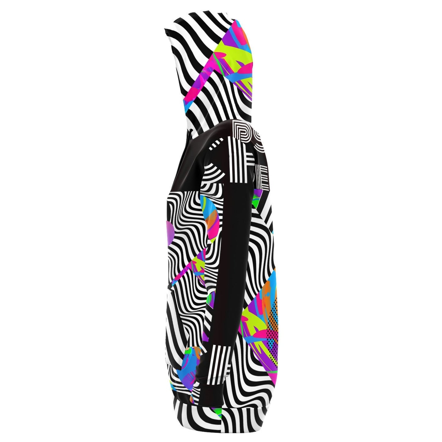 Psychedelic Optical Illusion Trippy Colors Athletic Longline Hoodie for Women HOO-DESIGN.SHOP