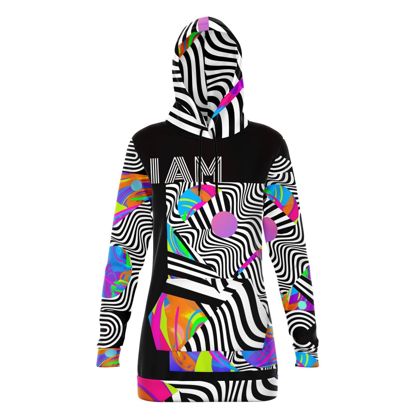 Psychedelic Optical Illusion Trippy Colors Athletic Longline Hoodie for Women HOO-DESIGN.SHOP