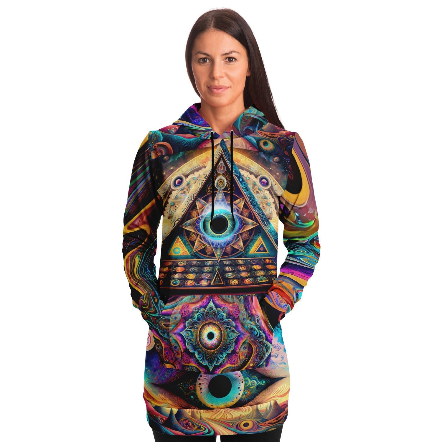 Psychedelic Trippy Aesthetic Outfit Athletic Longline Hoodie HOO-DESIGN.SHOP