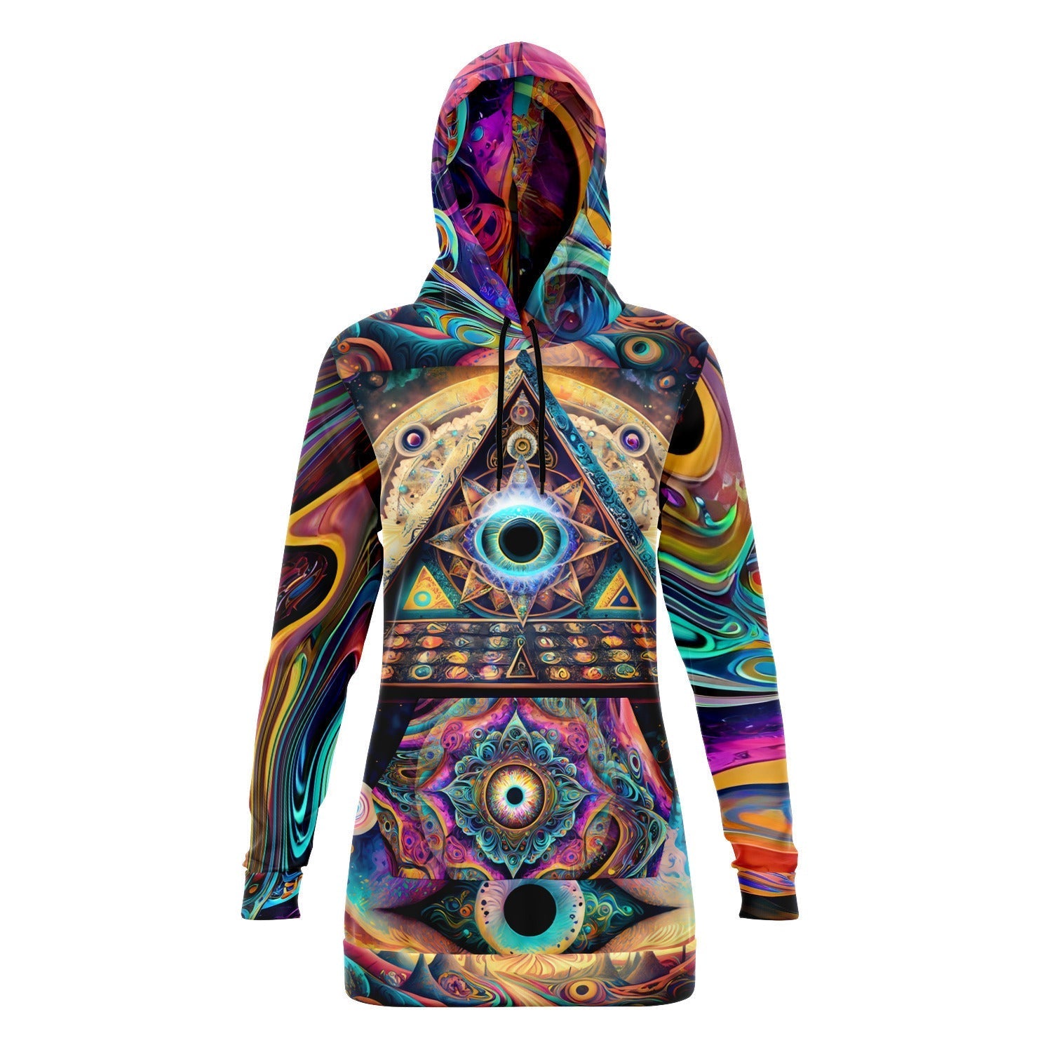 Psychedelic Trippy Aesthetic Outfit Athletic Longline Hoodie HOO-DESIGN.SHOP
