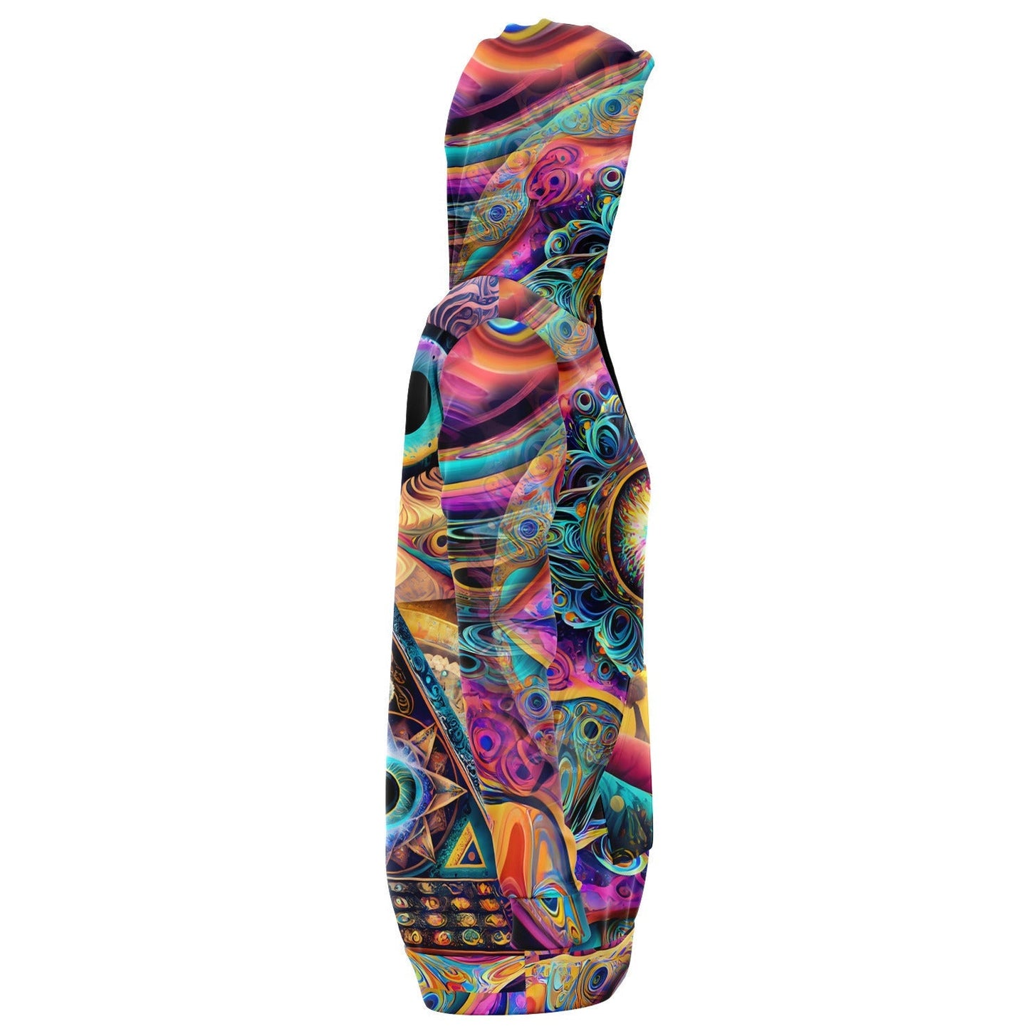 Psychedelic Vibrant Trippy Colors Hoodie Dress Longline Hoodie for Rave Festivals HOO-DESIGN.SHOP