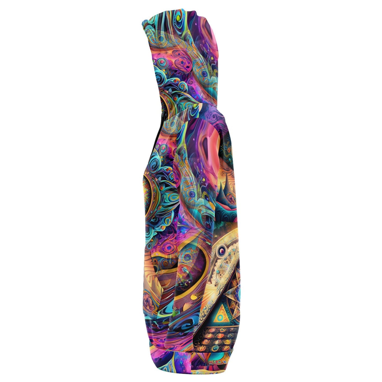 Psychedelic Vibrant Trippy Colors Hoodie Dress Longline Hoodie for Rave Festivals HOO-DESIGN.SHOP