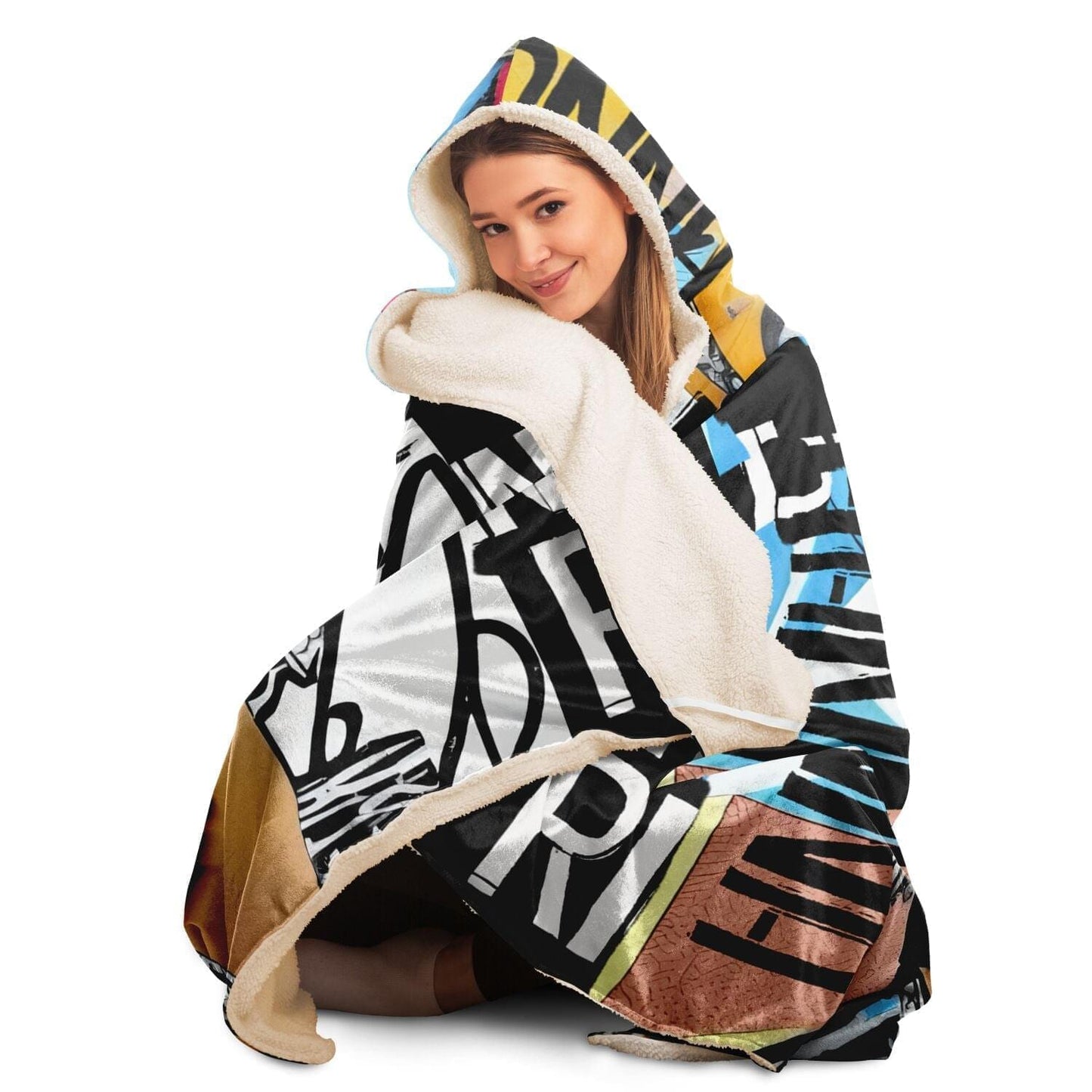 Rihanna Art Portrait Hooded Blanket HOO-DESIGN.SHOP