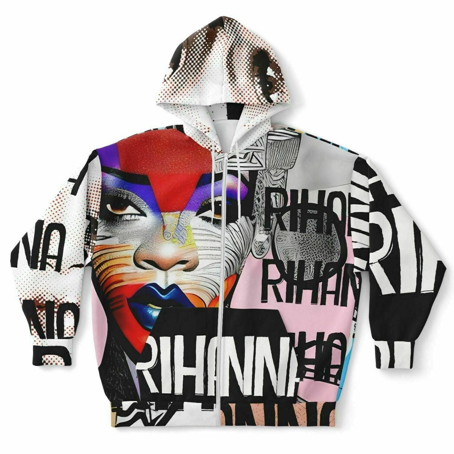 Rihanna Drawing Portrait Plus-Size Zip Up Hoodie HOO-DESIGN.SHOP