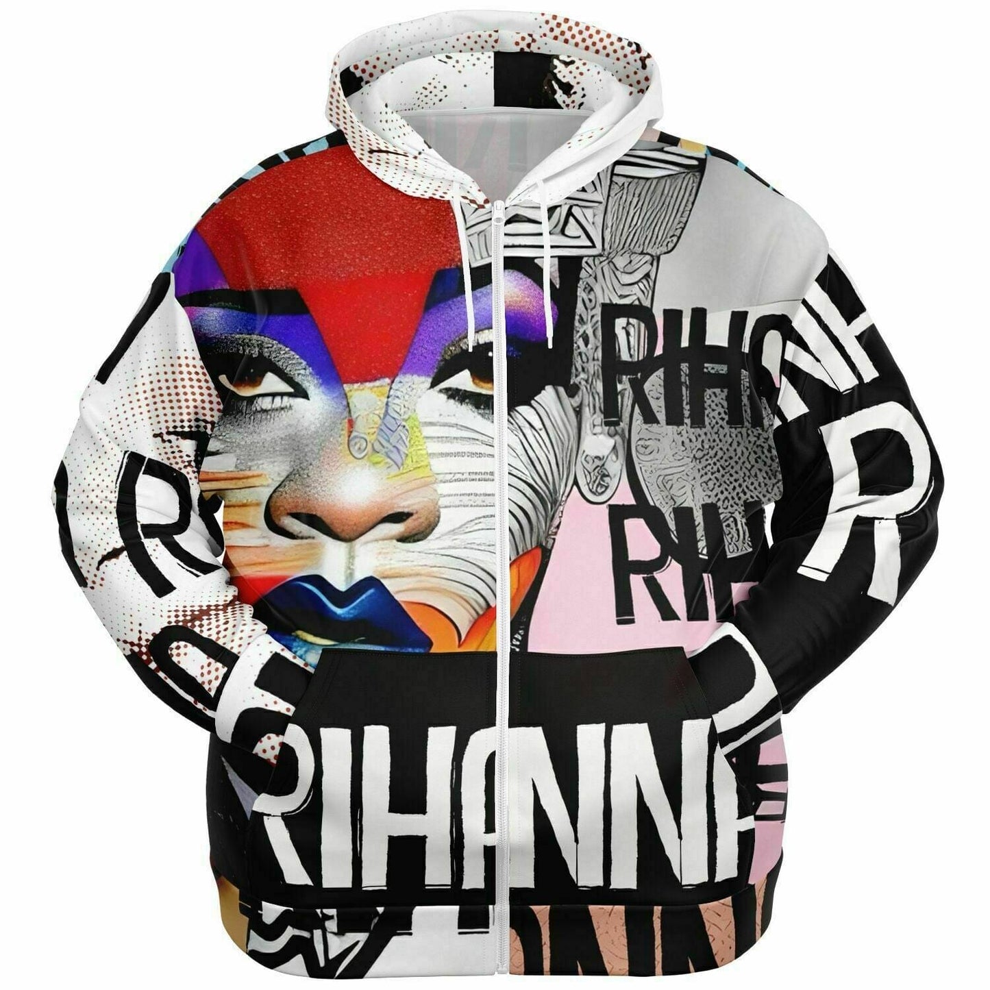 Rihanna Drawing Portrait Plus-Size Zip Up Hoodie HOO-DESIGN.SHOP