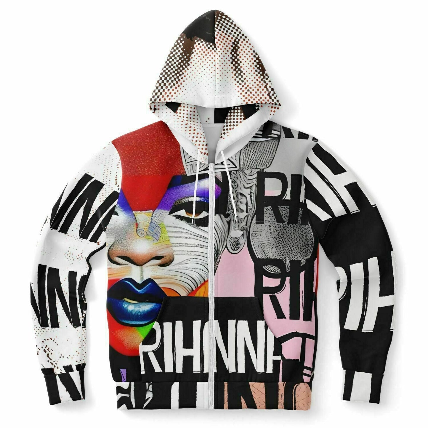 Rihanna Drawing Portrait Street Style Zip-Up Hoodie HOO-DESIGN SHOP
