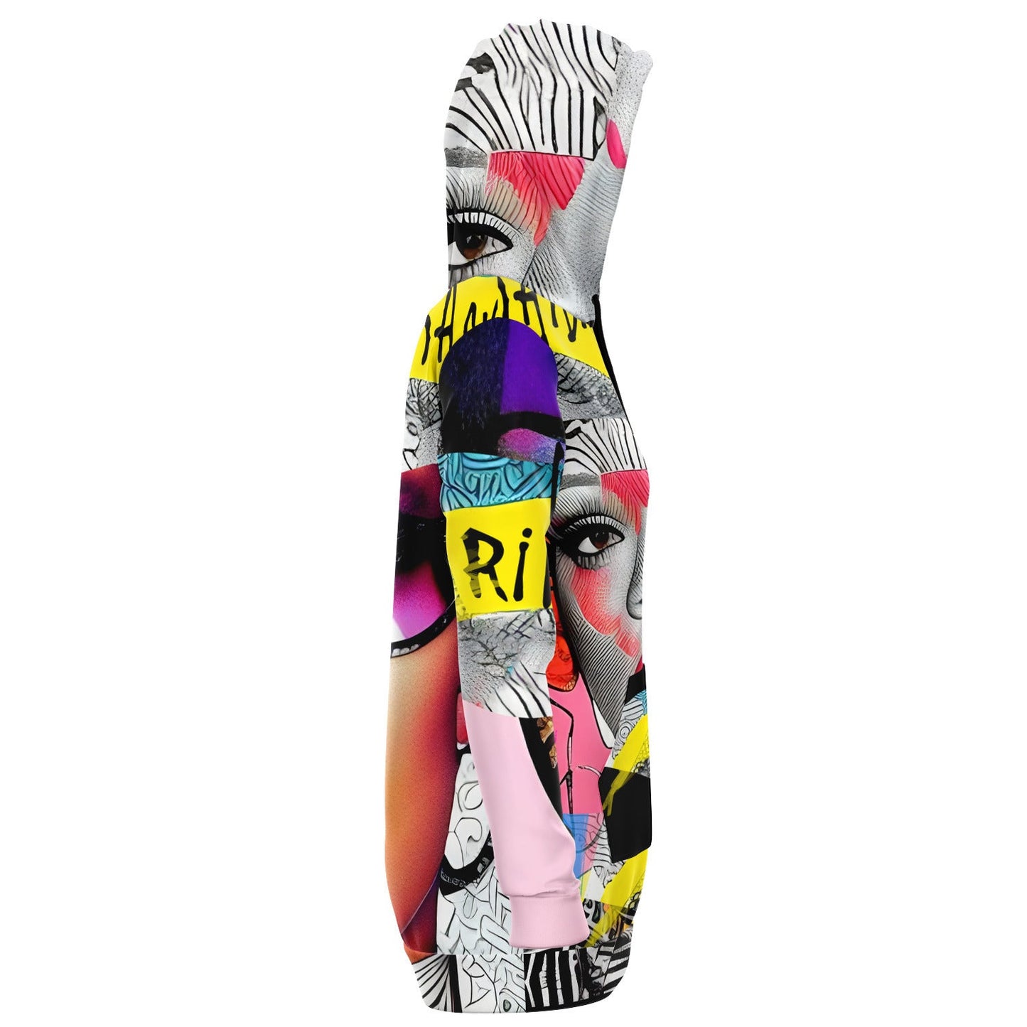 Rihanna Drawing Street Style Outfit Athletic Longline Hoodie Dress HOO-DESIGN.SHOP