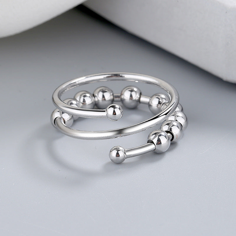 Rotating Ring Double Layer Adjustable Decompression Color Retention Stress Anxiety Ring LUZGRAPHICJEWELRY