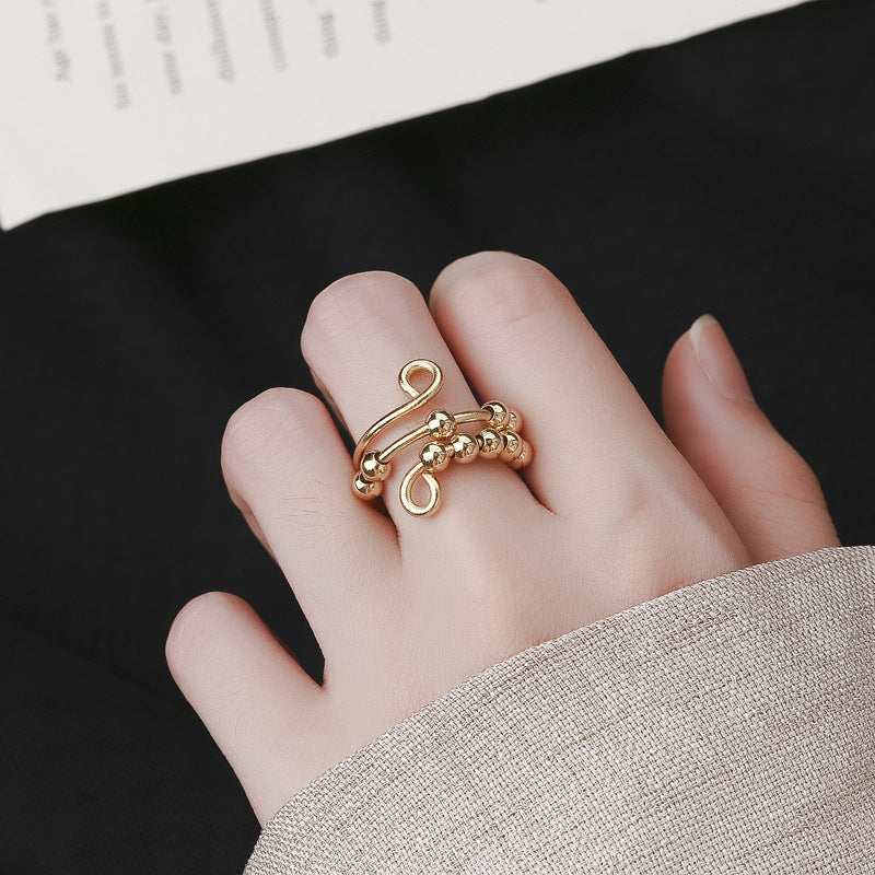 Rotating Ring Double Layer Adjustable Decompression Color Retention Stress Anxiety Ring LUZGRAPHICJEWELRY