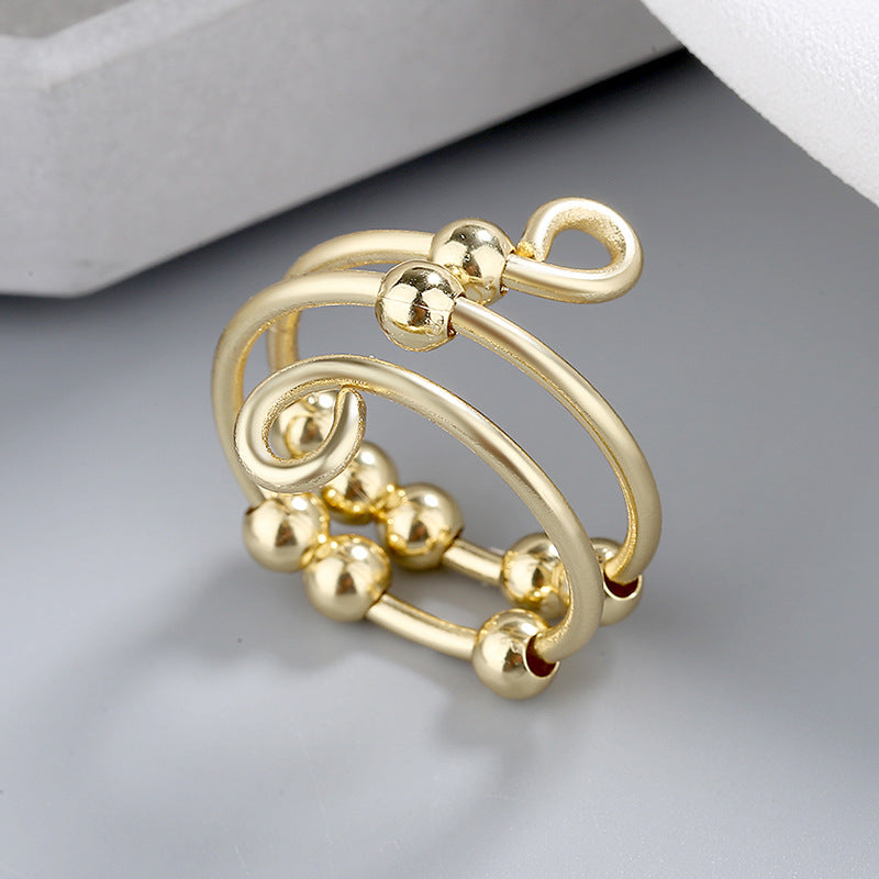 Rotating Ring Double Layer Adjustable Decompression Color Retention Stress Anxiety Ring LUZGRAPHICJEWELRY