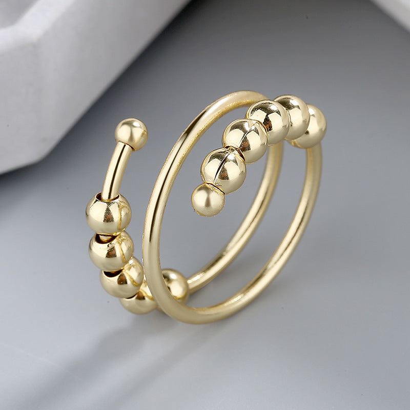 Rotating Ring Double Layer Adjustable Decompression Color Retention Stress Anxiety Ring LUZGRAPHICJEWELRY