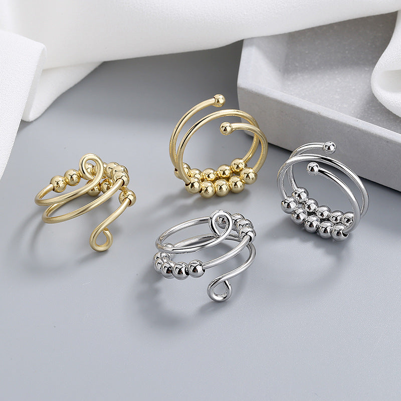 Rotating Ring Double Layer Adjustable Decompression Color Retention Stress Anxiety Ring LUZGRAPHICJEWELRY