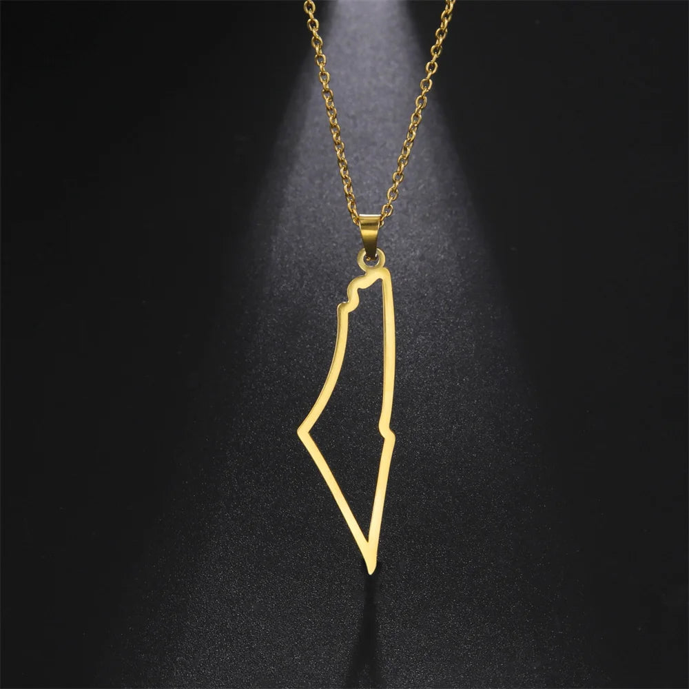 Israel Map Necklaces for Women Men Stainless Steel Israel Country Necklace Choker Chain Hollow Map Israel Jewelry Gifts