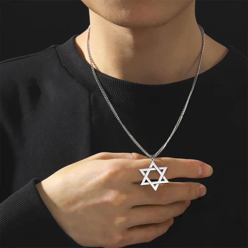David Star Men Pendant Necklace Stainless Steel
