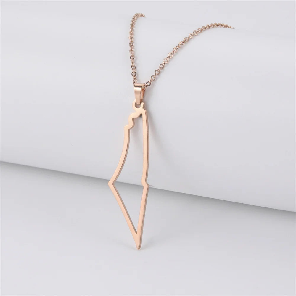 Israel Map Necklaces for Women Men Stainless Steel Israel Country Necklace Choker Chain Hollow Map Israel Jewelry Gifts