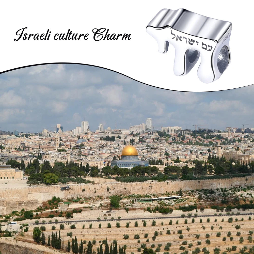 Judaica Jewish Beads 925 Sterling Silver Charms for Women Bracelets Jewelry Making
