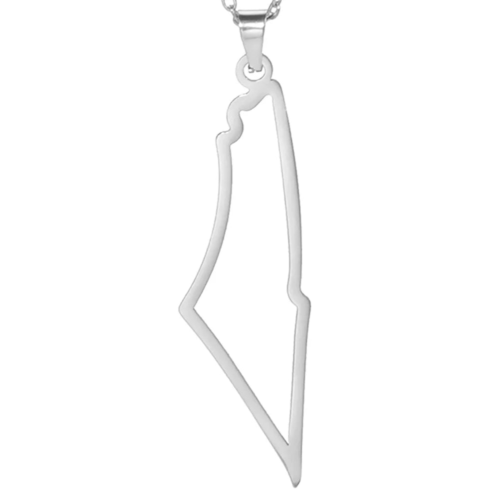 Israel Map Necklaces for Women Men Stainless Steel Israel Country Necklace Choker Chain Hollow Map Israel Jewelry Gifts