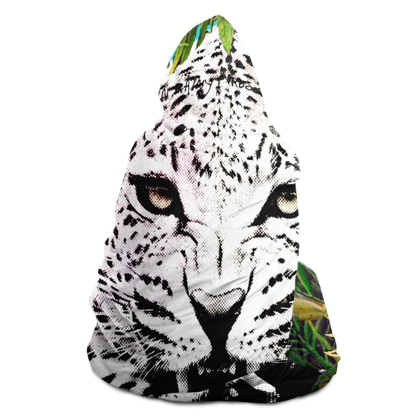 Snow Leopard Drawing Hooded Blanket HOO-DESIGN.SHOP