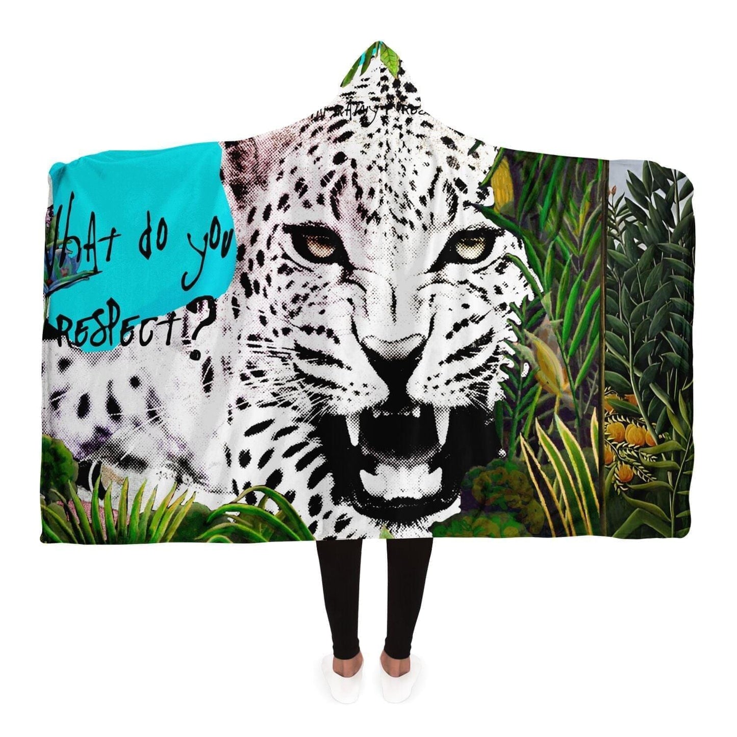 Snow Leopard Drawing Hooded Blanket HOO-DESIGN.SHOP