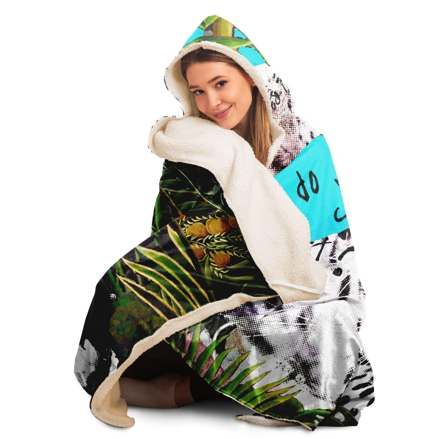 Snow Leopard Drawing Hooded Blanket HOO-DESIGN.SHOP