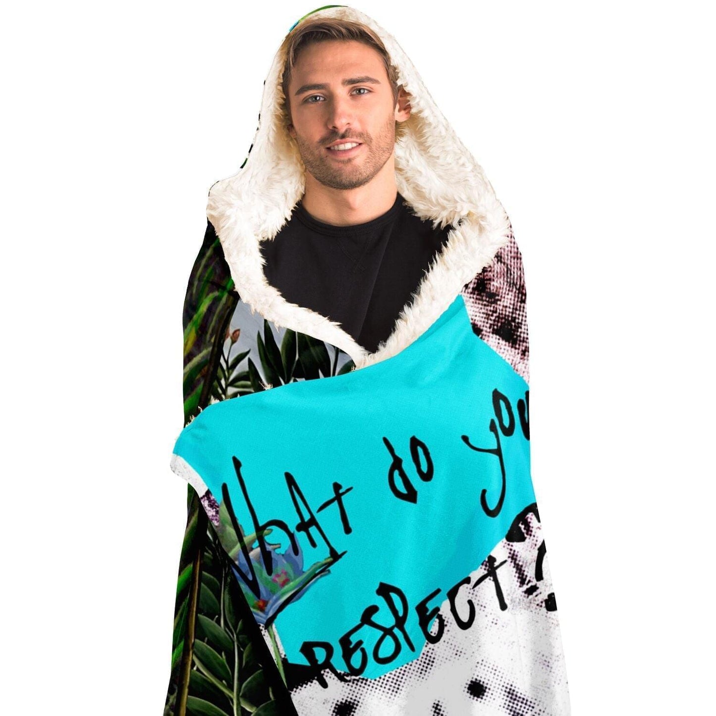 Snow Leopard Drawing Hooded Blanket HOO-DESIGN.SHOP
