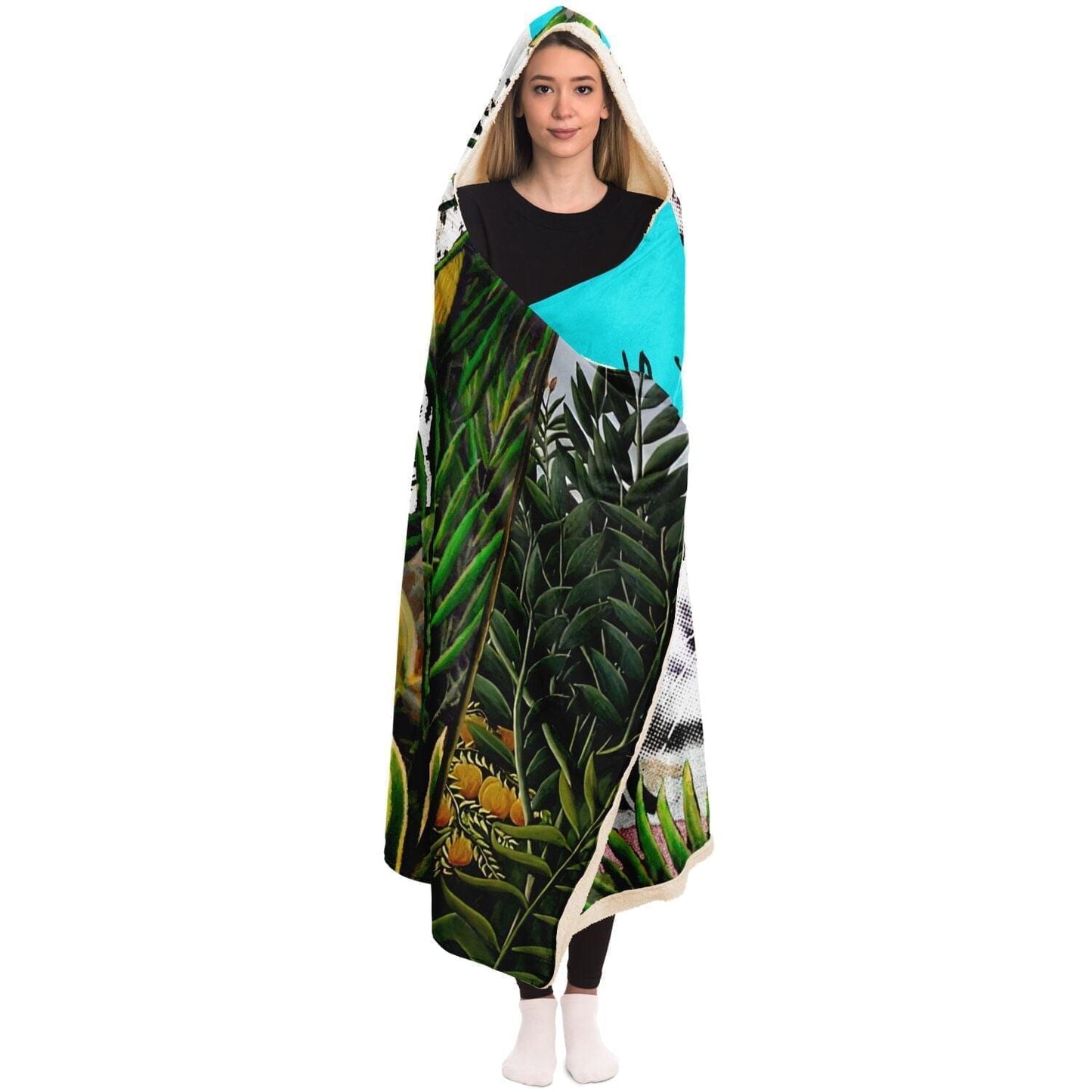 Snow Leopard Drawing Hooded Blanket HOO-DESIGN.SHOP