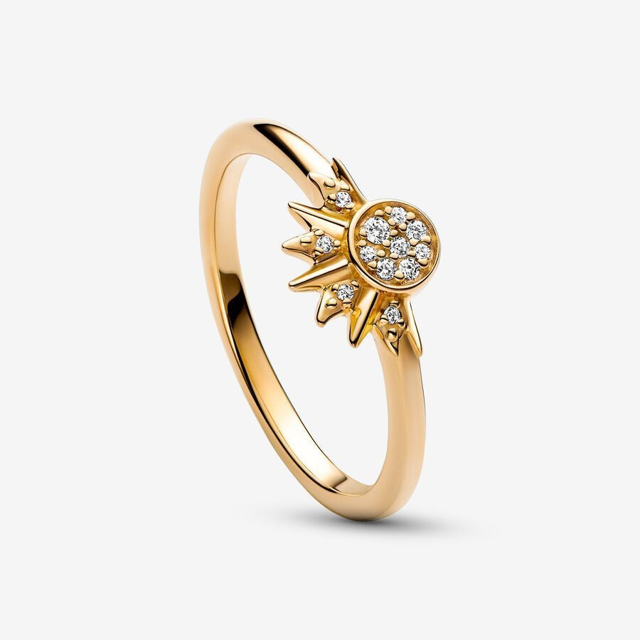 Sterling Silver Rising Sun Ring Shining Blue Moon Combination Two-in-one LUZGRAPHICJEWELRY