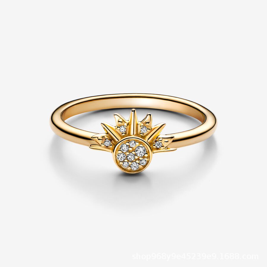 Sterling Silver Rising Sun Ring Shining Blue Moon Combination Two-in-one LUZGRAPHICJEWELRY