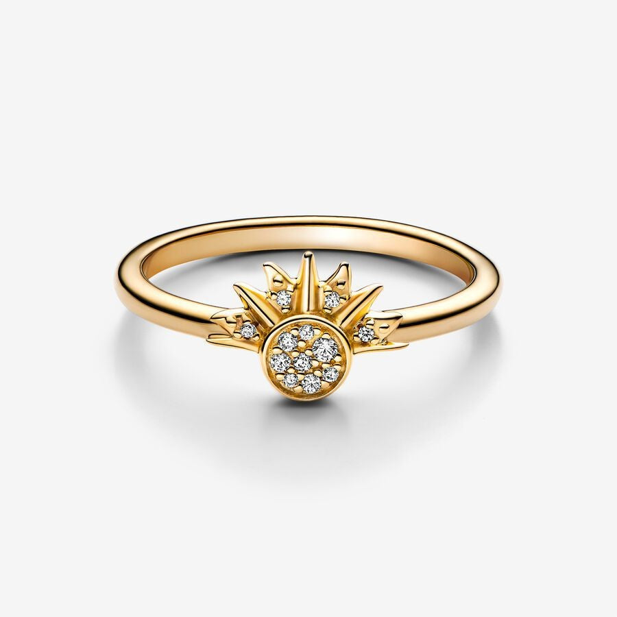 Sterling Silver Rising Sun Ring Shining Blue Moon Combination Two-in-one LUZGRAPHICJEWELRY