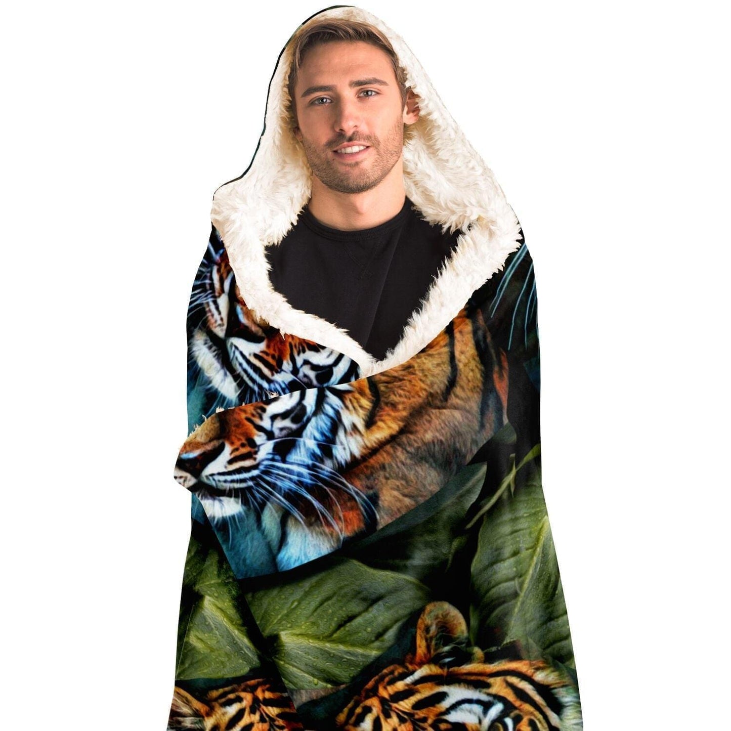 Tigers Art Print Hooded Blanket HOO-DESIGN.SHOP