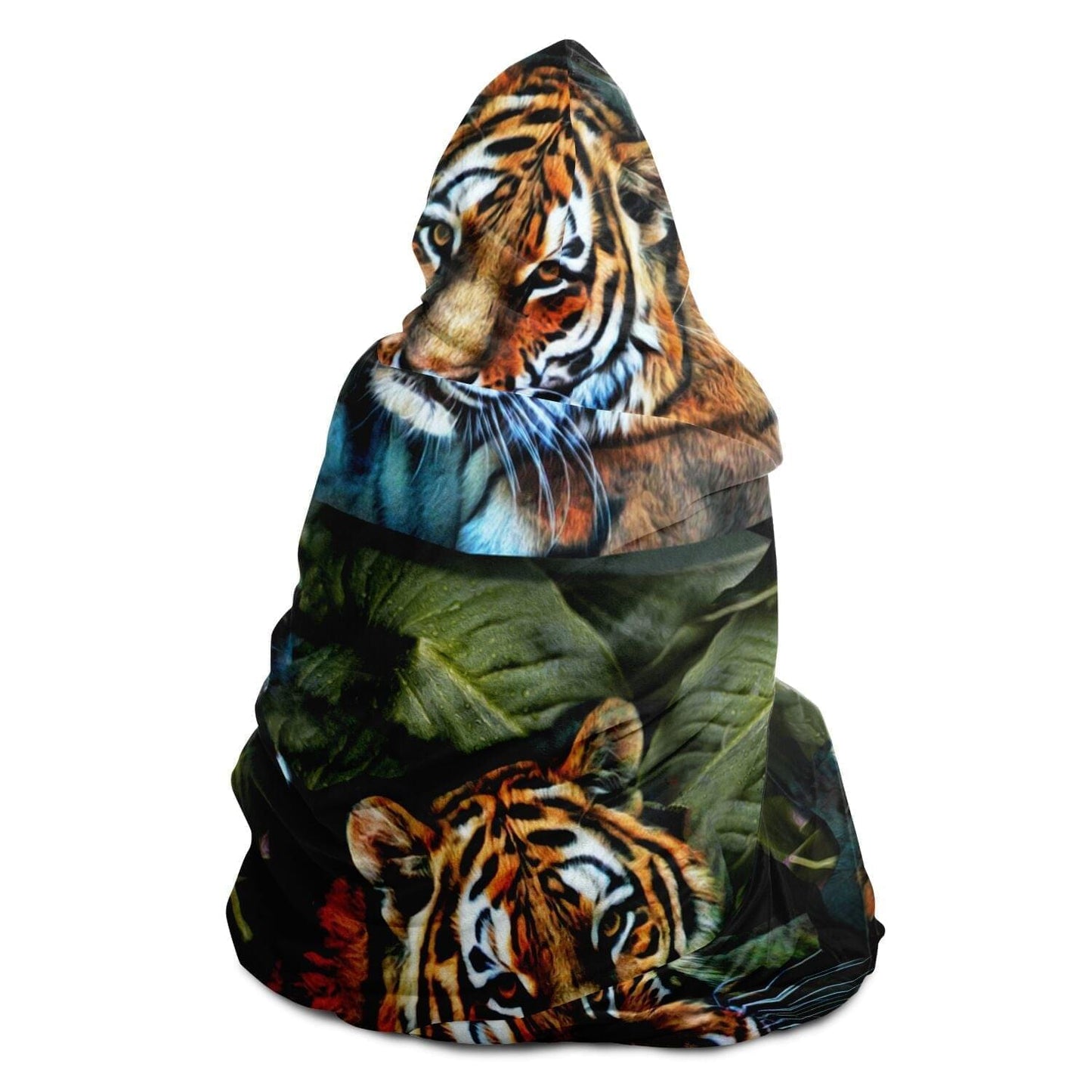 Tigers Art Print Hooded Blanket HOO-DESIGN.SHOP