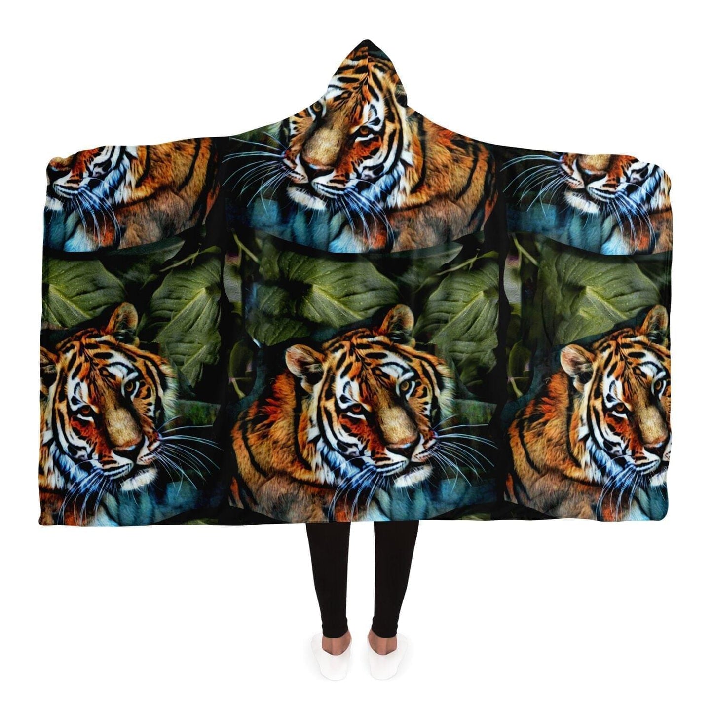 Tigers Art Print Hooded Blanket HOO-DESIGN.SHOP