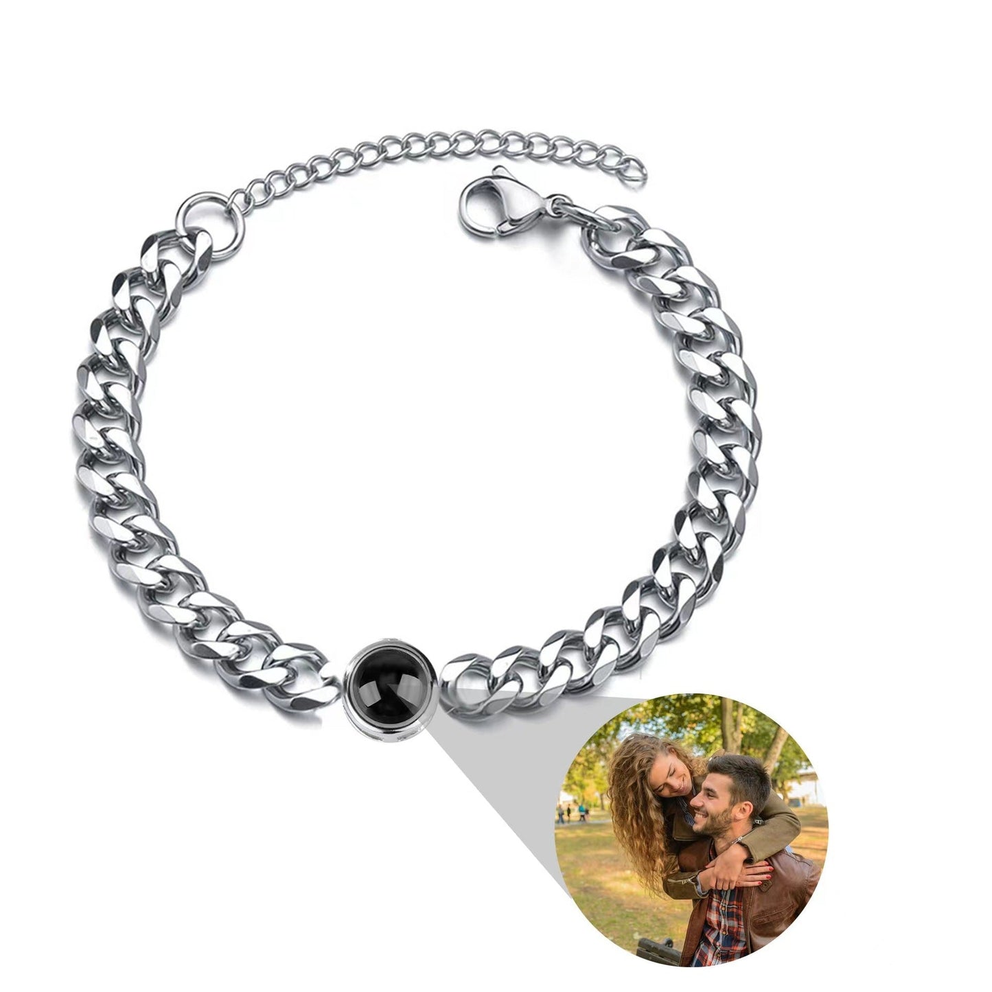 Titanium Steel Men And Women Personalized Photo Projection Unisex Bracelet Gift LUZGRAPHICJEWELRY