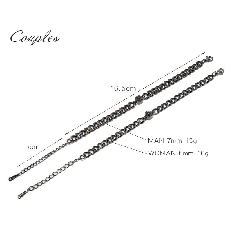 Titanium Steel Men And Women Personalized Photo Projection Unisex Bracelet Gift LUZGRAPHICJEWELRY