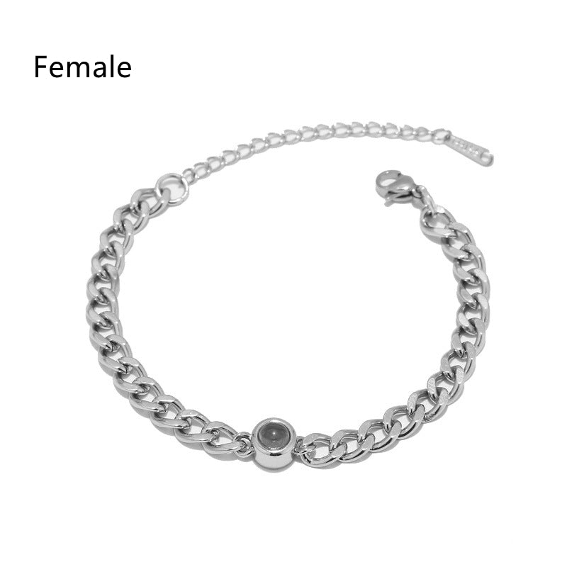 Titanium Steel Men And Women Personalized Photo Projection Unisex Bracelet Gift LUZGRAPHICJEWELRY