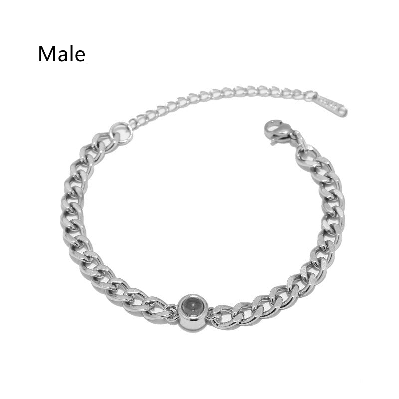 Titanium Steel Men And Women Personalized Photo Projection Unisex Bracelet Gift LUZGRAPHICJEWELRY