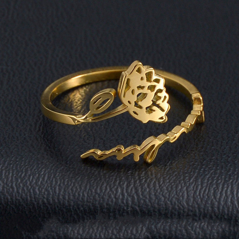 Titanium Steel Name Cut Ring Ladies LUZGRAPHICJEWELRY