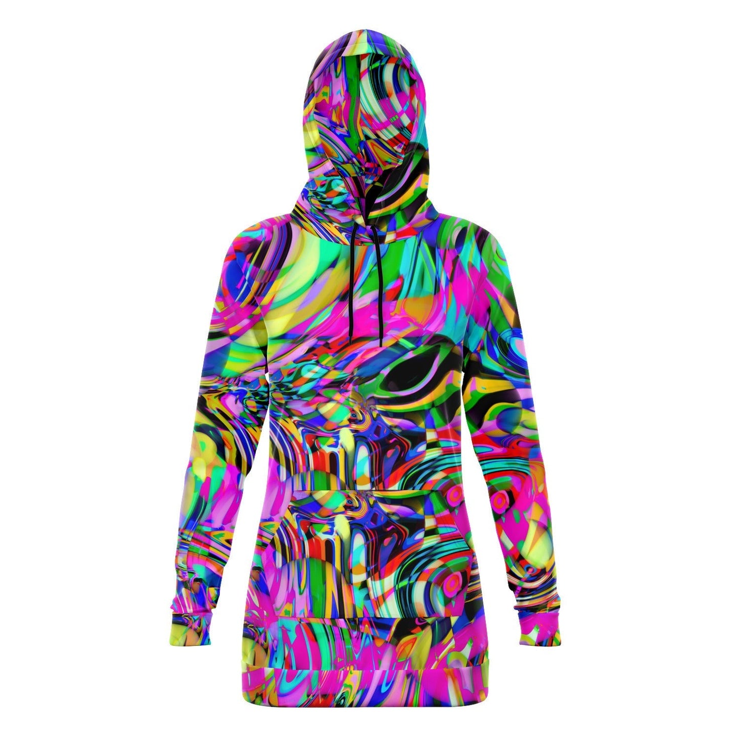 Trippy Psychedelic Colors Athletic Hoodie Dress Longline Hoodie HOO-DESIGN.SHOP