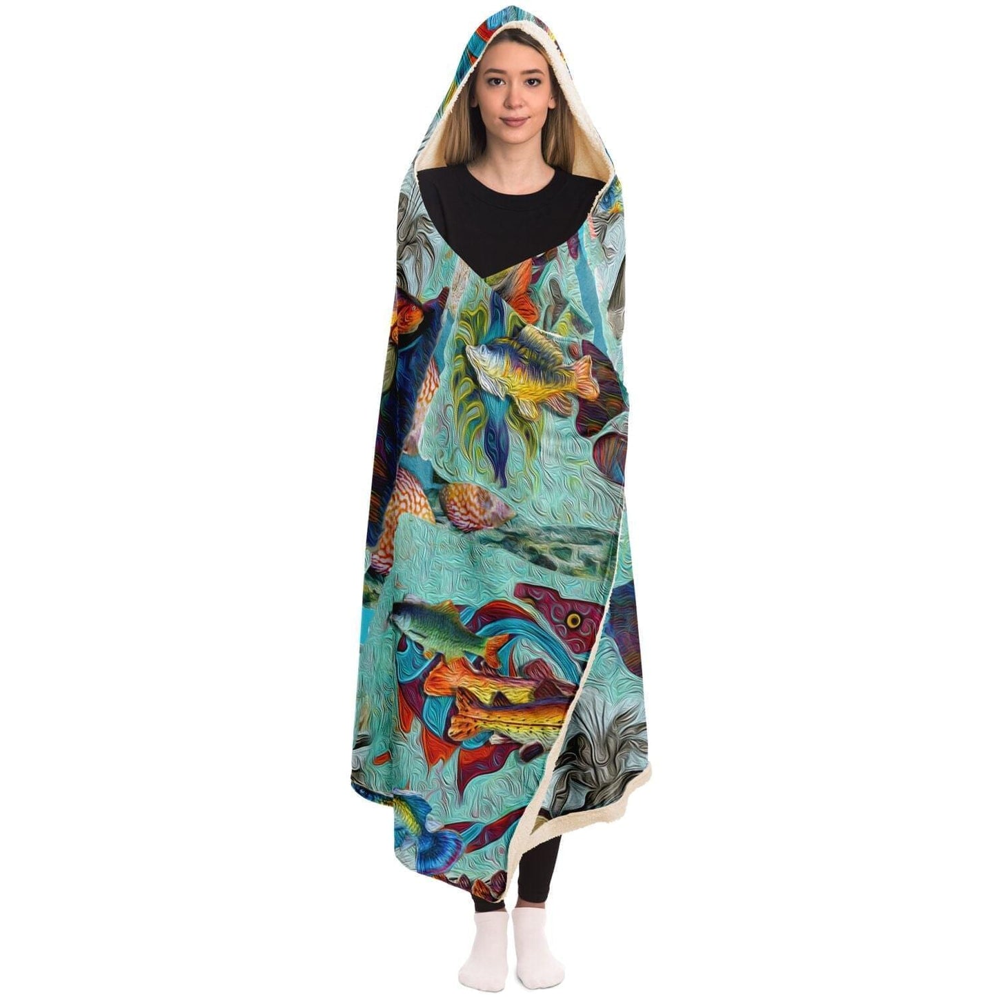 Tropical Fishes for Ocean Lovers Hooded Blanket HOO-DESIGN.SHOP