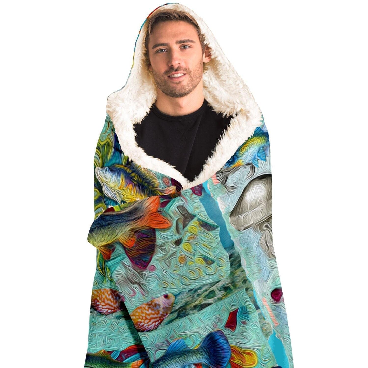 Tropical Fishes for Ocean Lovers Hooded Blanket HOO-DESIGN.SHOP