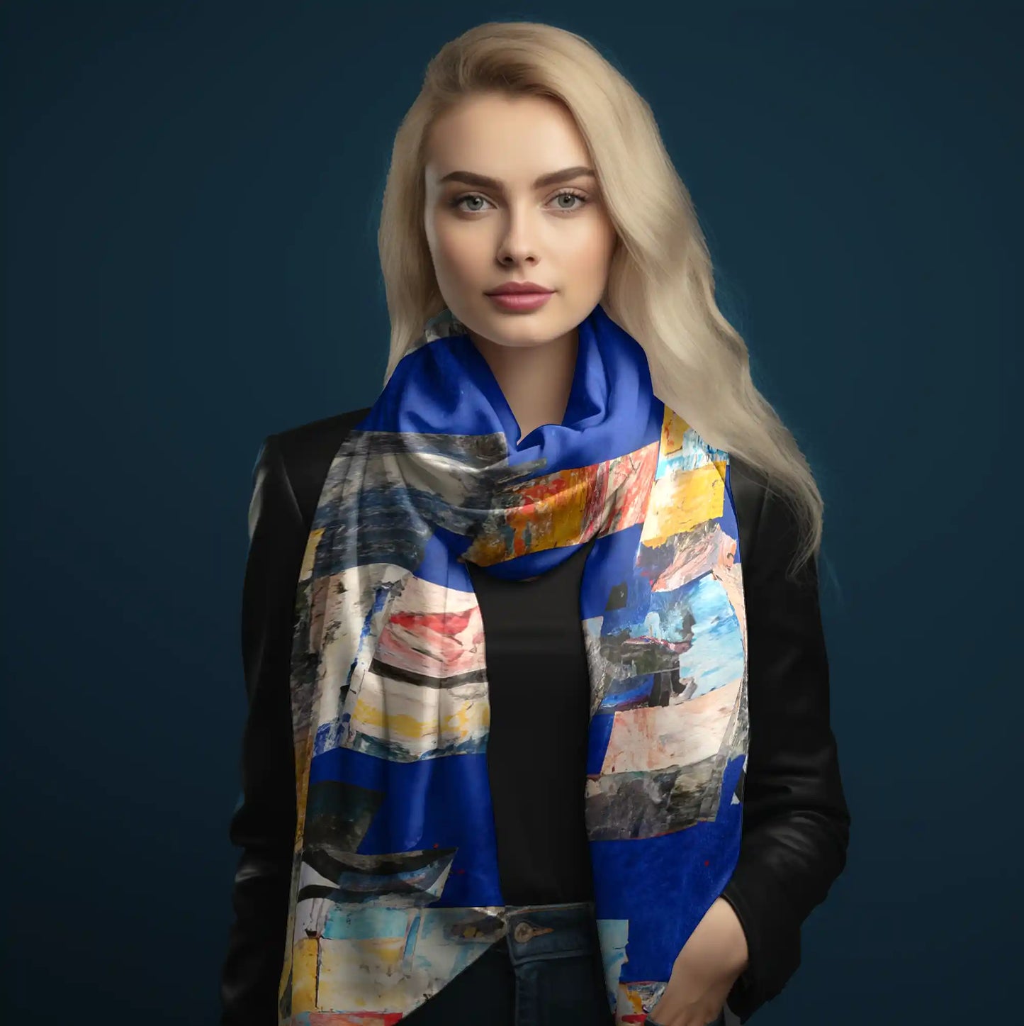 Pure Silk Scarf Ultramarine Blue