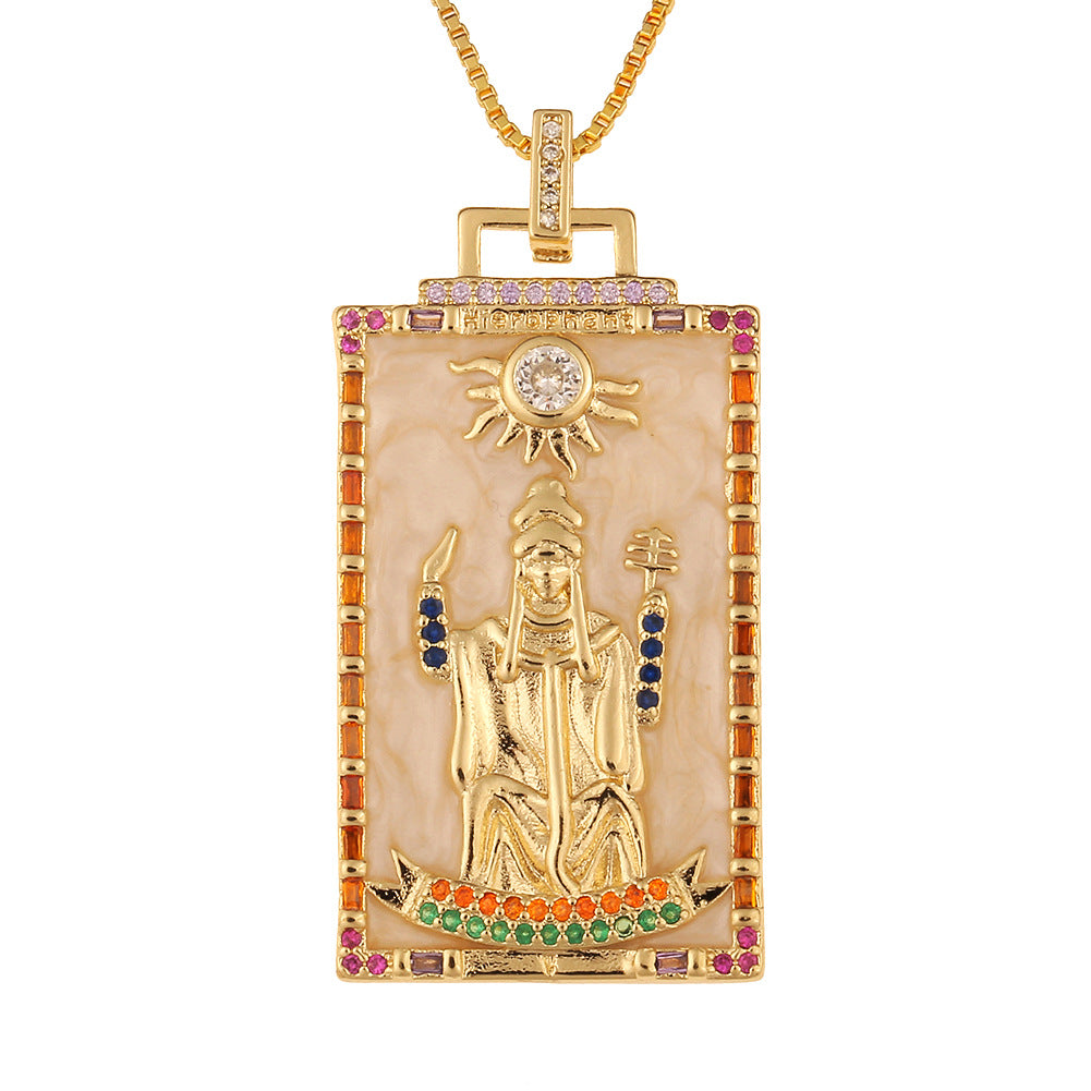 Women's Temperament Fashion Drip Oil Tarot Card Pendant Necklace LUZGRAPHICJEWELRY