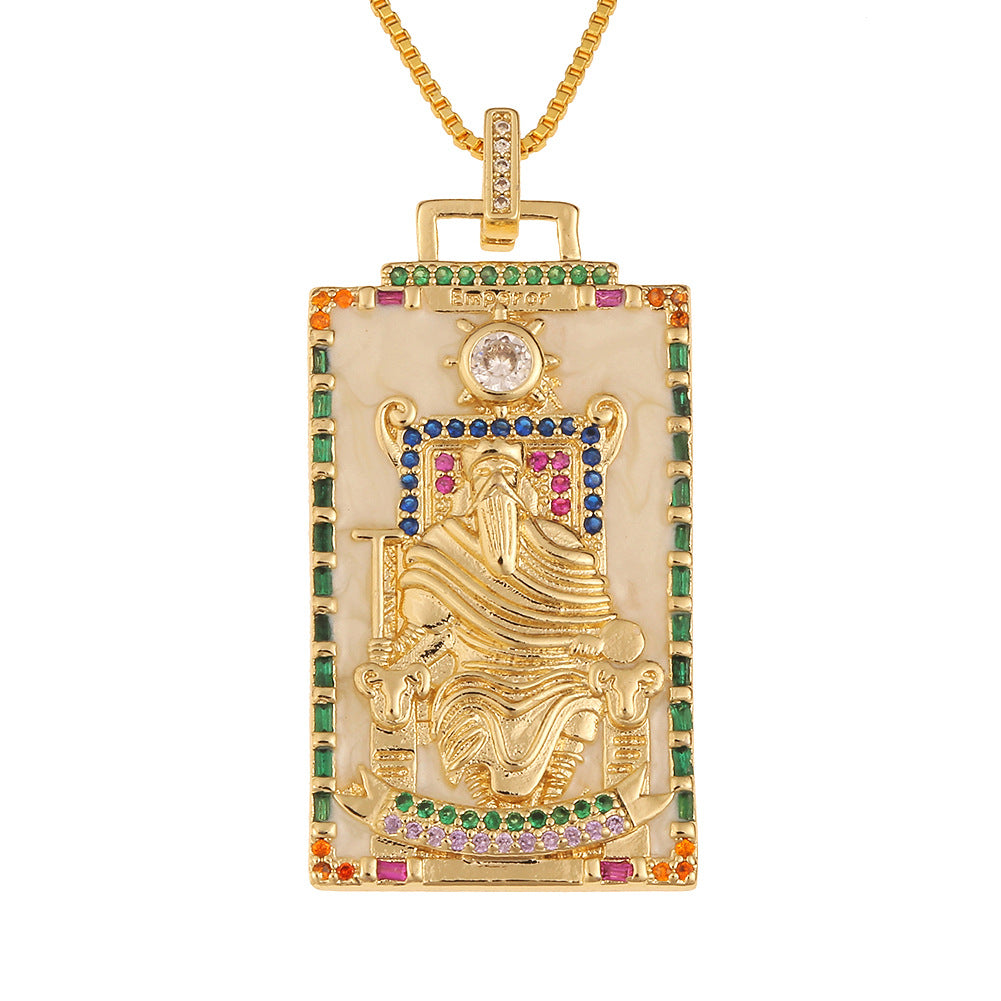 Women's Temperament Fashion Drip Oil Tarot Card Pendant Necklace LUZGRAPHICJEWELRY