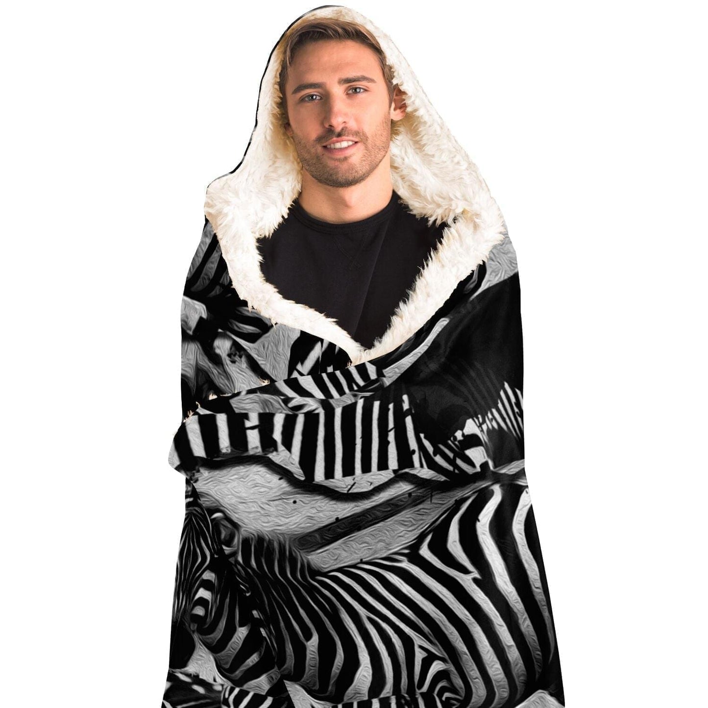 Zebra artwork Hooded Blanket Gift Idea HOO-DESIGN.SHOP