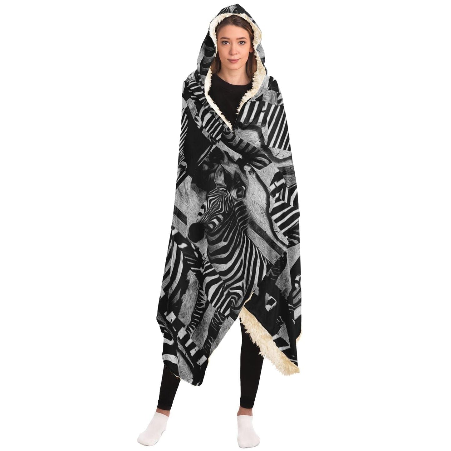 Zebra artwork Hooded Blanket Gift Idea HOO-DESIGN.SHOP